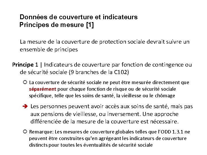 Données de couverture et indicateurs Principes de mesure [1] La mesure de la couverture