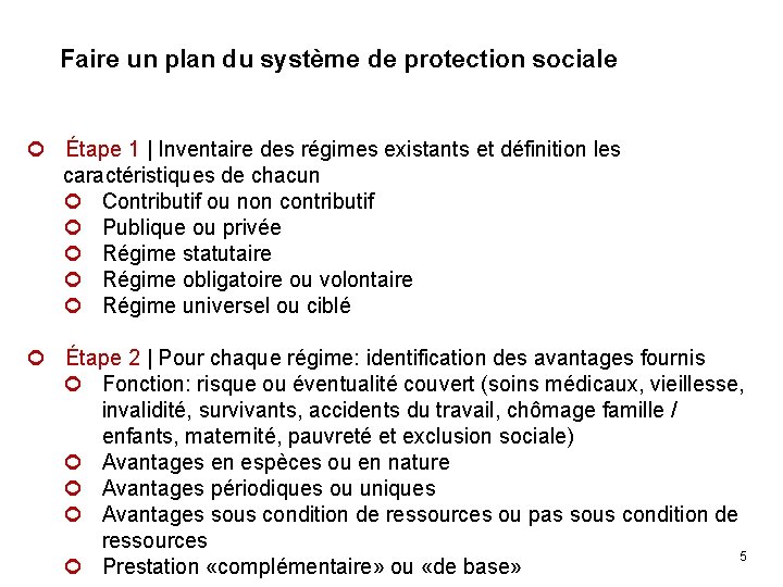 Faire un plan du système de protection sociale ¢ Étape 1 | Inventaire des