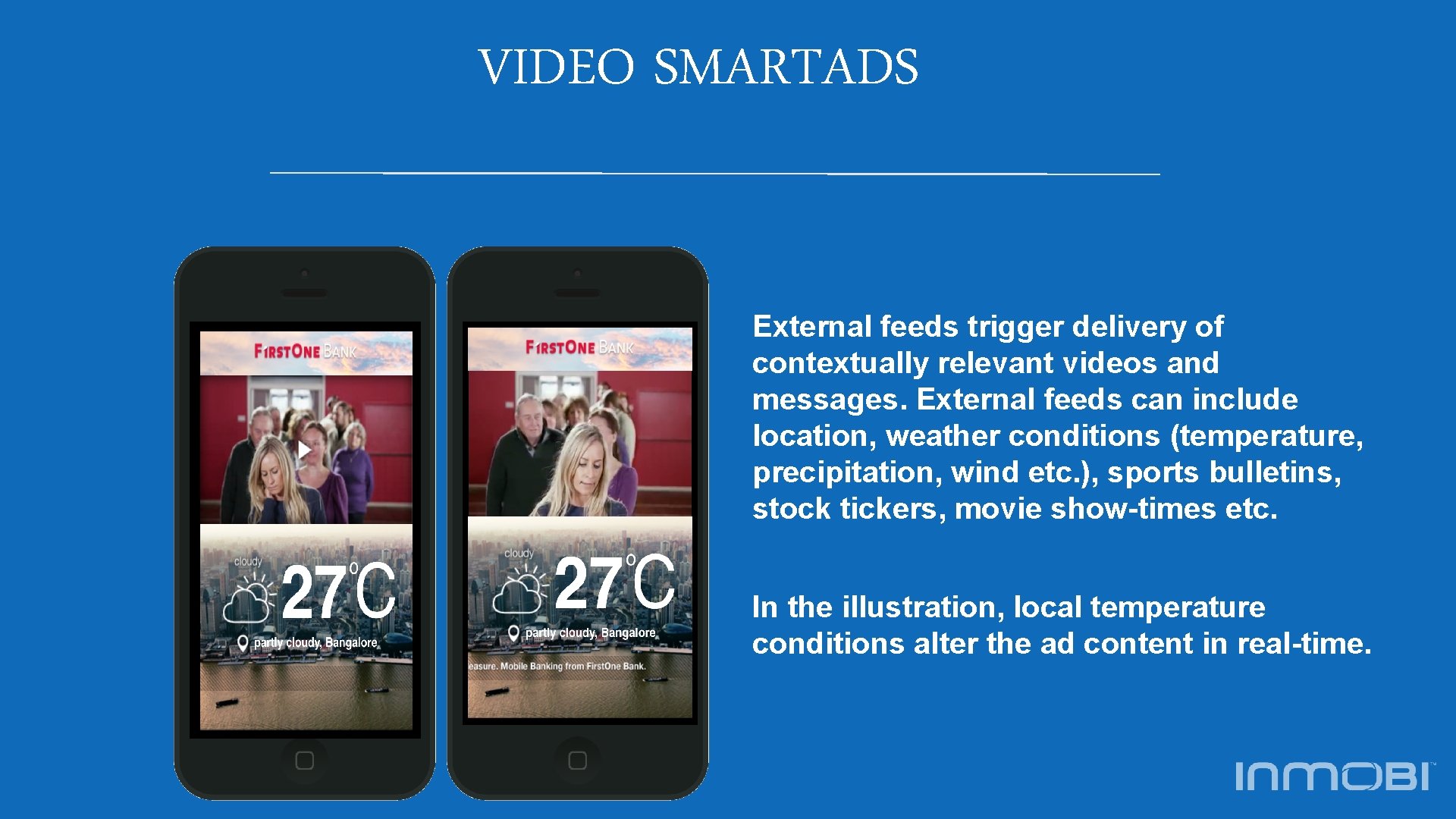 VIDEO SMARTADS External feeds trigger delivery of contextually relevant videos and messages. External feeds