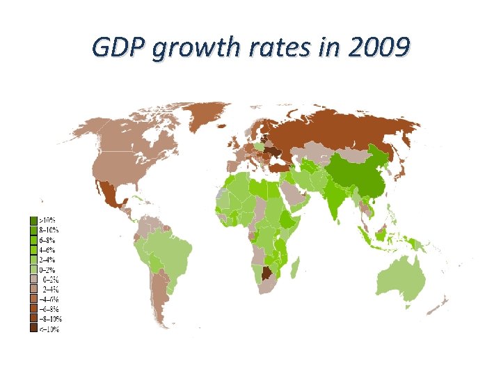 GDP growth rates in 2009 