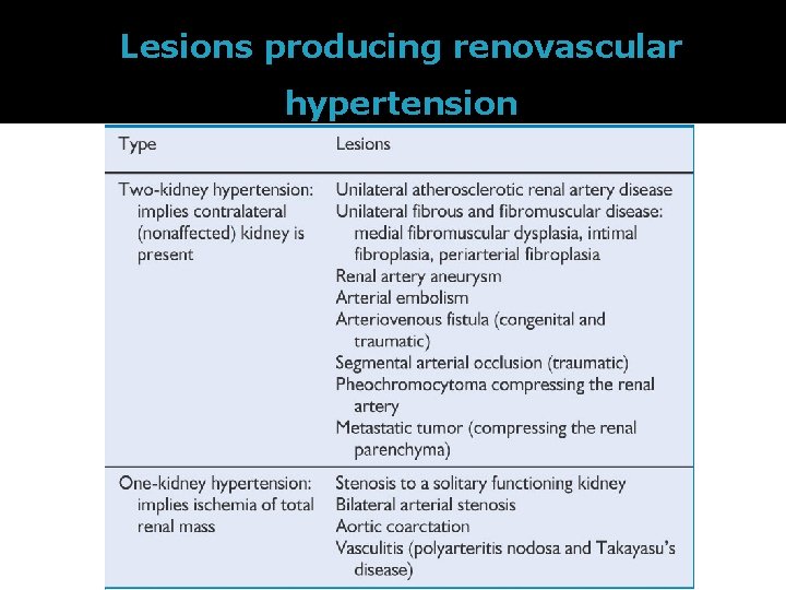 Lesions producing renovascular hypertension 