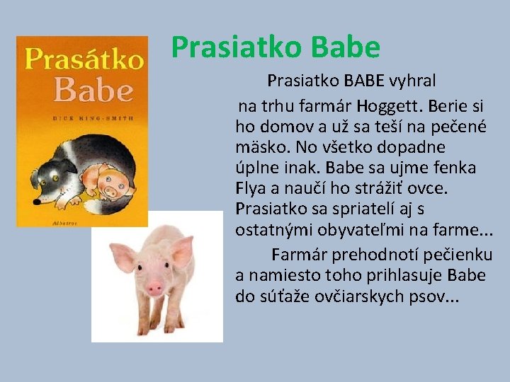 Prasiatko Babe Prasiatko BABE vyhral na trhu farmár Hoggett. Berie si ho domov a