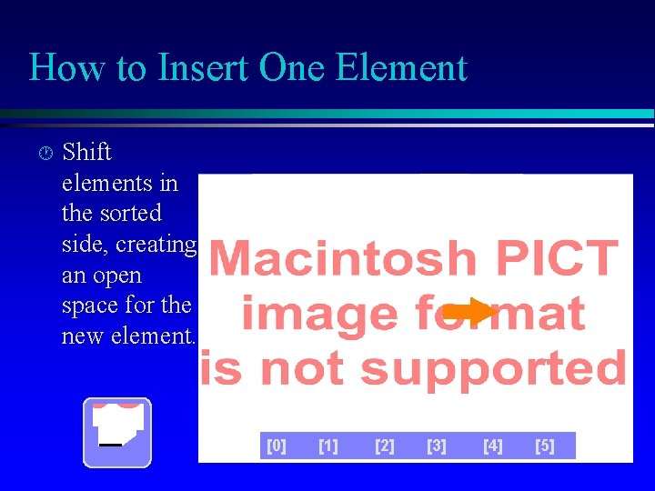 How to Insert One Element Shift elements in the sorted side, creating an open