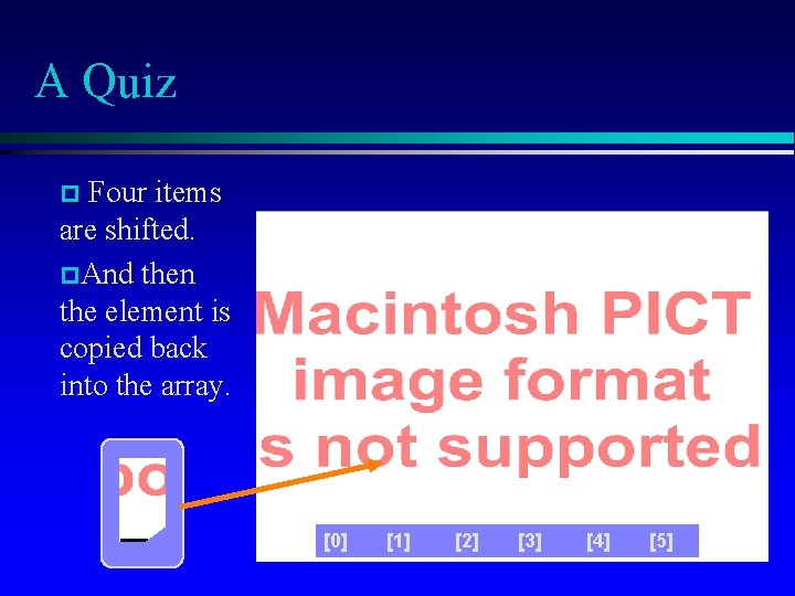 A Quiz Four items are shifted. And then the element is copied back into