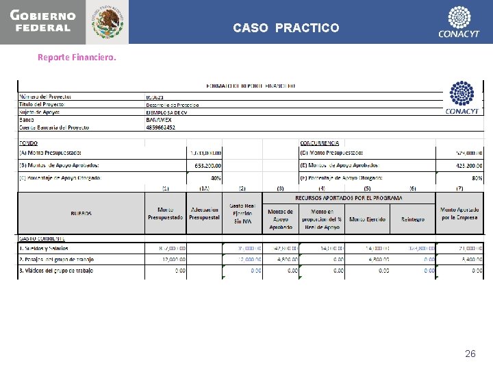 CASO PRACTICO Reporte Financiero. 26 