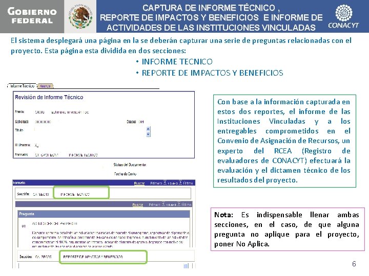 CAPTURA DE INFORME TÉCNICO , REPORTE DE IMPACTOS Y BENEFICIOS E INFORME DE ACTIVIDADES