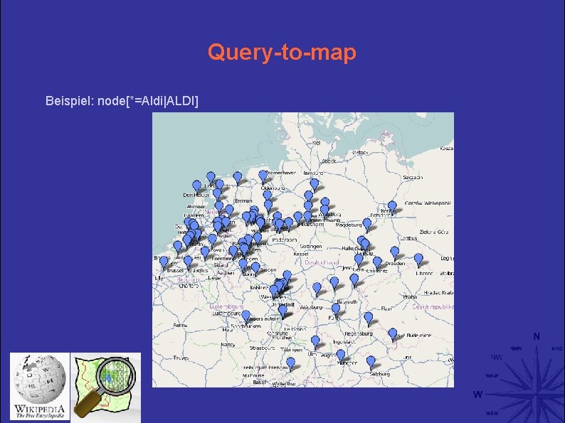 Query-to-map Beispiel: node[*=Aldi|ALDI] 