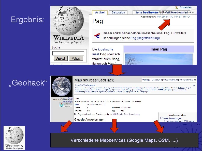 Ergebnis: „Geohack“ Verschiedene Mapservices (Google Maps, OSM, . . ) 