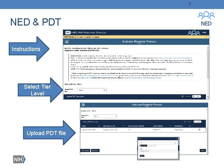 7 NED & PDT Instructions Select Tier Level Upload PDT file 