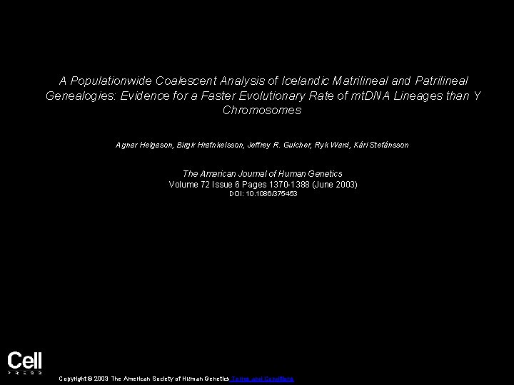 A Populationwide Coalescent Analysis of Icelandic Matrilineal and Patrilineal Genealogies: Evidence for a Faster