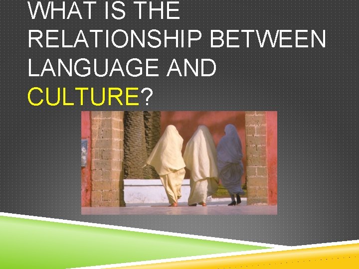 WHAT IS THE RELATIONSHIP BETWEEN LANGUAGE AND CULTURE? 