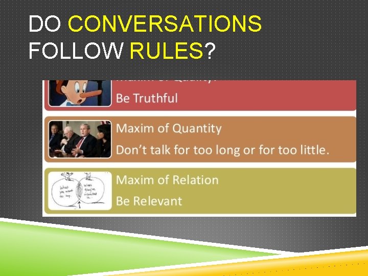 DO CONVERSATIONS FOLLOW RULES? 