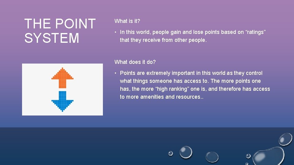 THE POINT SYSTEM What is it? • In this world, people gain and lose