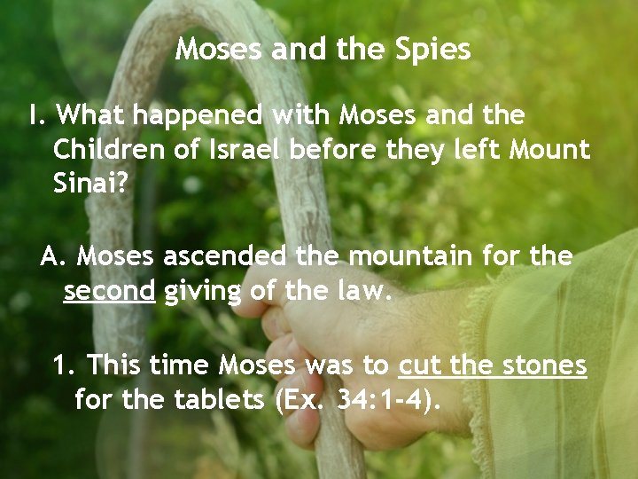 Moses and the Spies I. What happened with Moses and the Children of Israel