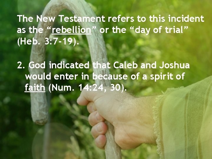 The New Testament refers to this incident as the “rebellion” or the “day of