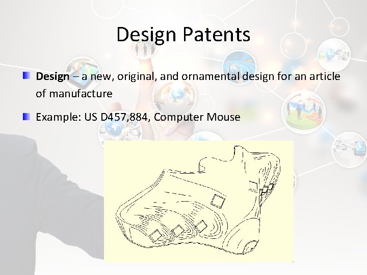 Design Patents Design – a new, original, and ornamental design for an article of