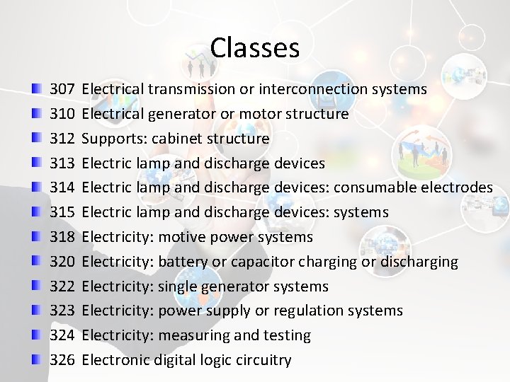 Classes 307 310 312 313 314 315 318 320 322 323 324 326 Electrical