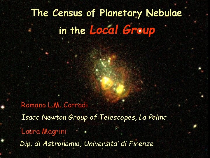 The Census of Planetary Nebulae in the Local Group Romano L. M. Corradi Isaac