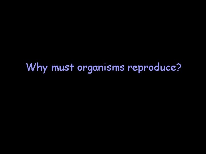 Why must organisms reproduce? 