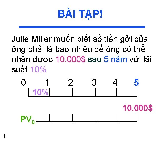 BÀI TẬP! Julie Miller muốn biết số tiền gởi của ông phải là bao