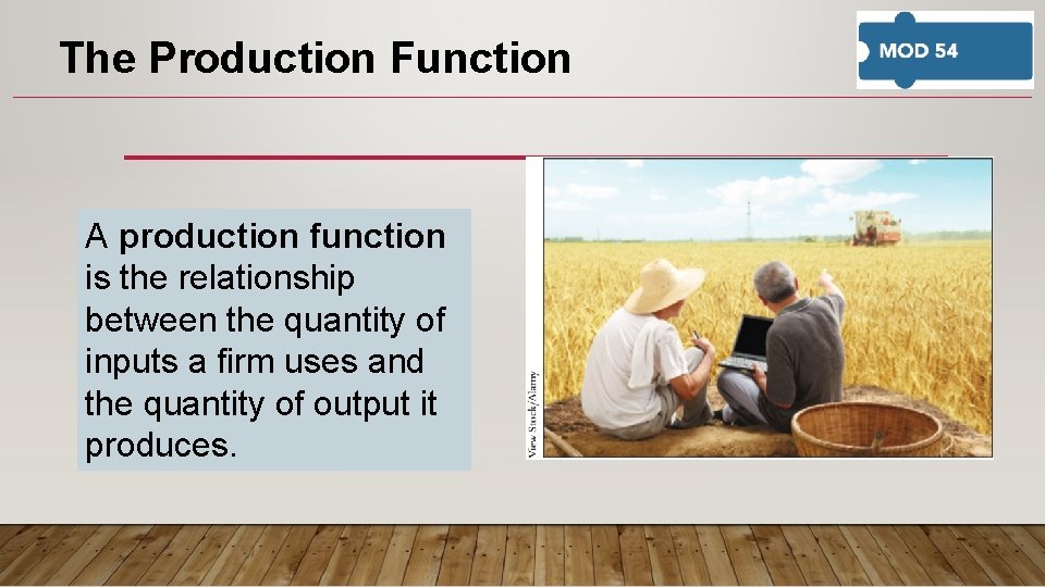 The Production Function A production function is the relationship between the quantity of inputs