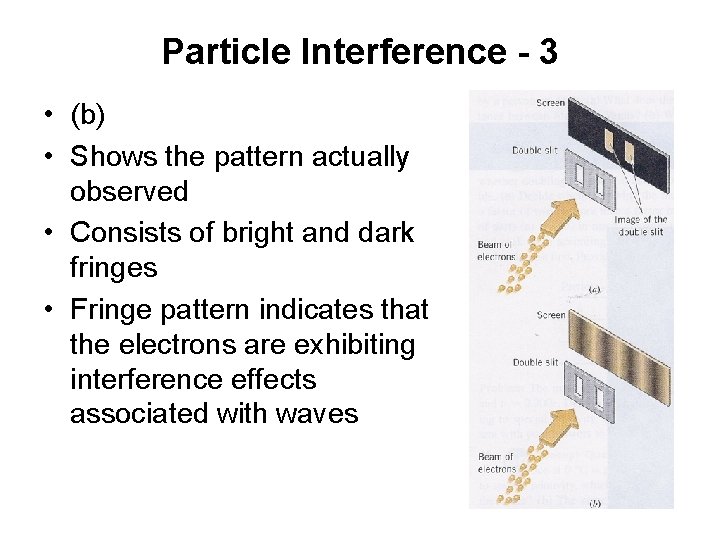 Particle Interference - 3 • (b) • Shows the pattern actually observed • Consists