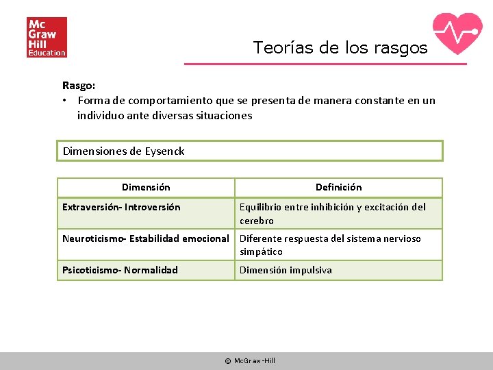 Teorías de los rasgos Rasgo: • Forma de comportamiento que se presenta de manera