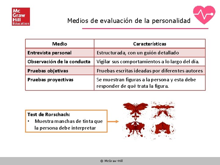 Medios de evaluación de la personalidad Medio Características Entrevista personal Estructurada, con un guión