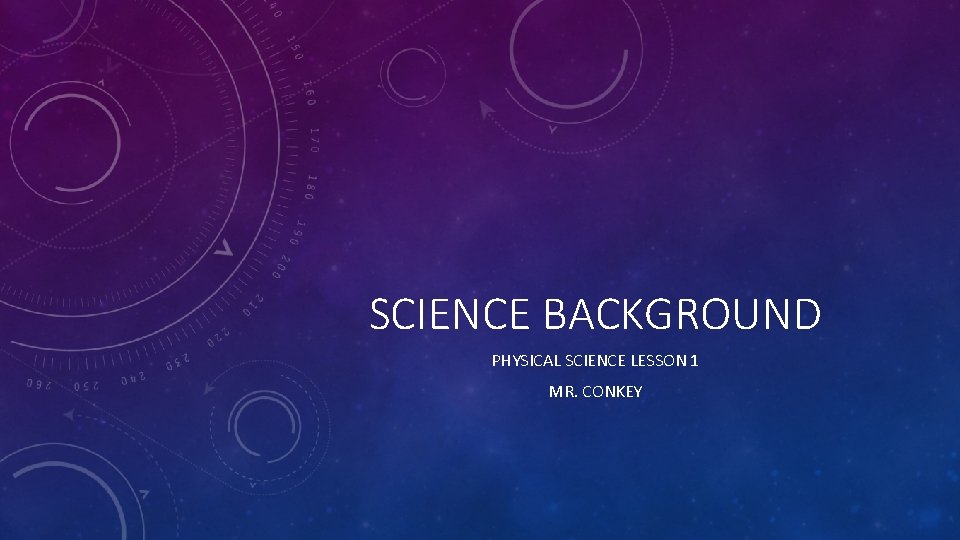 SCIENCE BACKGROUND PHYSICAL SCIENCE LESSON 1 MR. CONKEY 