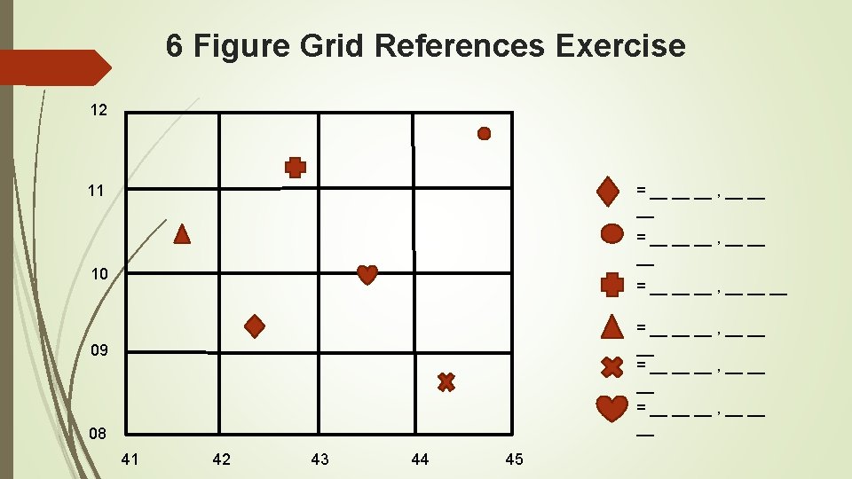 6 Figure Grid References Exercise 12 = __ __ __ , __ __ __