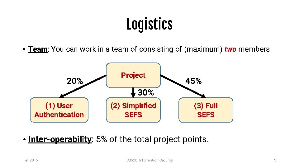Logistics • Team: You can work in a team of consisting of (maximum) two