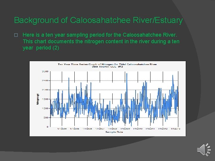 Background of Caloosahatchee River/Estuary � Here is a ten year sampling period for the