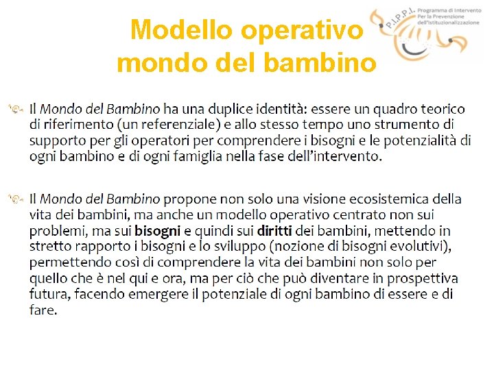 Modello operativo mondo del bambino 