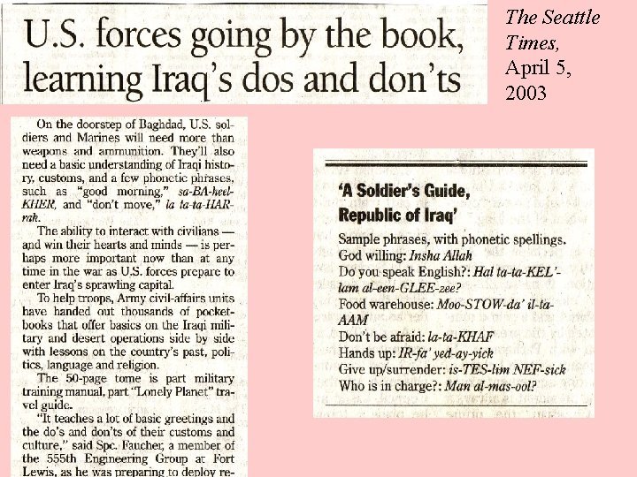 The Seattle Times, April 5, 2003 