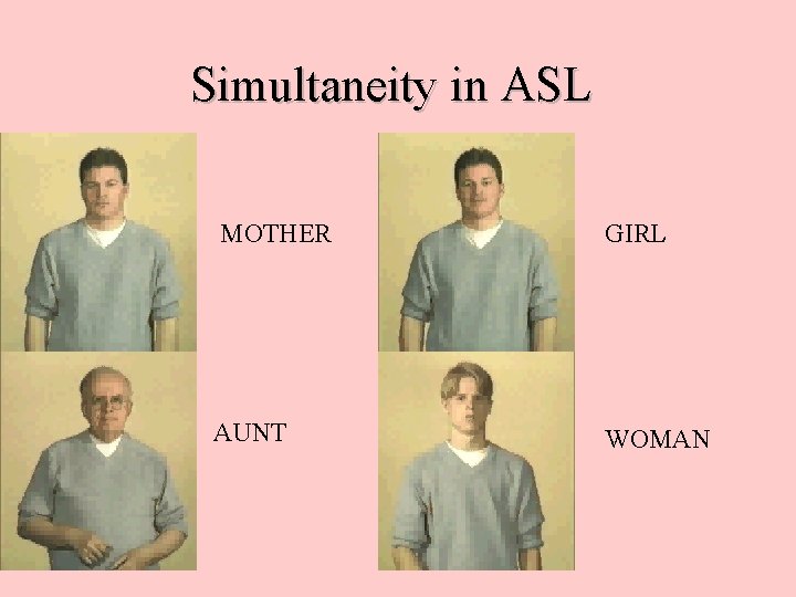 Simultaneity in ASL MOTHER GIRL AUNT WOMAN 