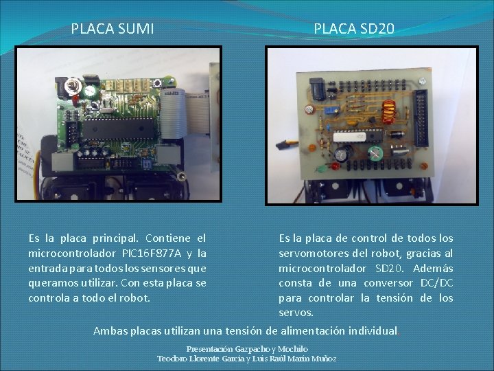 PLACA SUMI PLACA SD 20 Es la placa principal. Contiene el microcontrolador PIC 16
