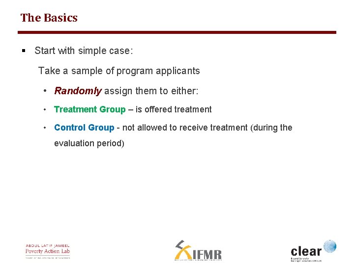 The Basics § Start with simple case: § Take a sample of program applicants