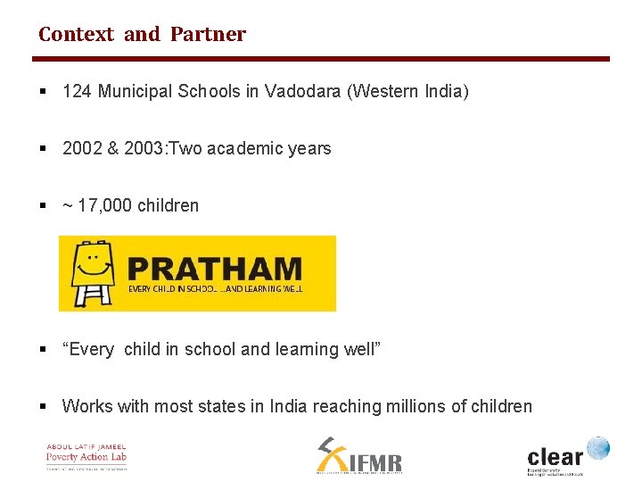 Context and Partner § 124 Municipal Schools in Vadodara (Western India) § 2002 &