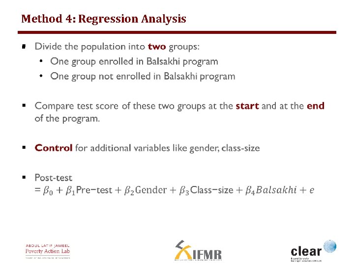 Method 4: Regression Analysis § 