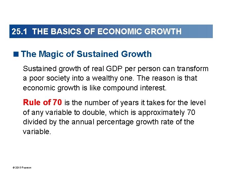 25. 1 THE BASICS OF ECONOMIC GROWTH <The Magic of Sustained Growth Sustained growth