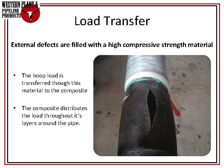 Load Transfer External defects are filled with a high compressive strength material • The