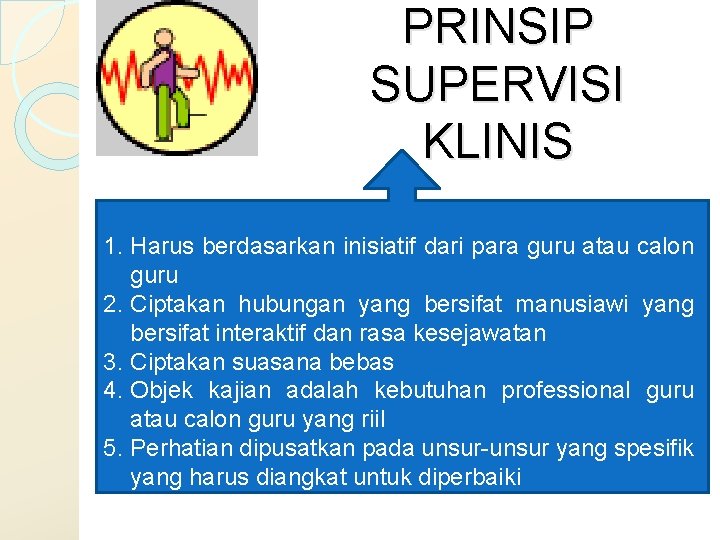 PRINSIP SUPERVISI KLINIS 1. Harus berdasarkan inisiatif dari para guru atau calon guru 2.