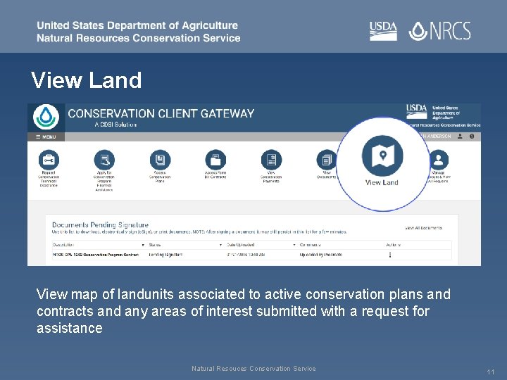 View Land View map of landunits associated to active conservation plans and contracts and