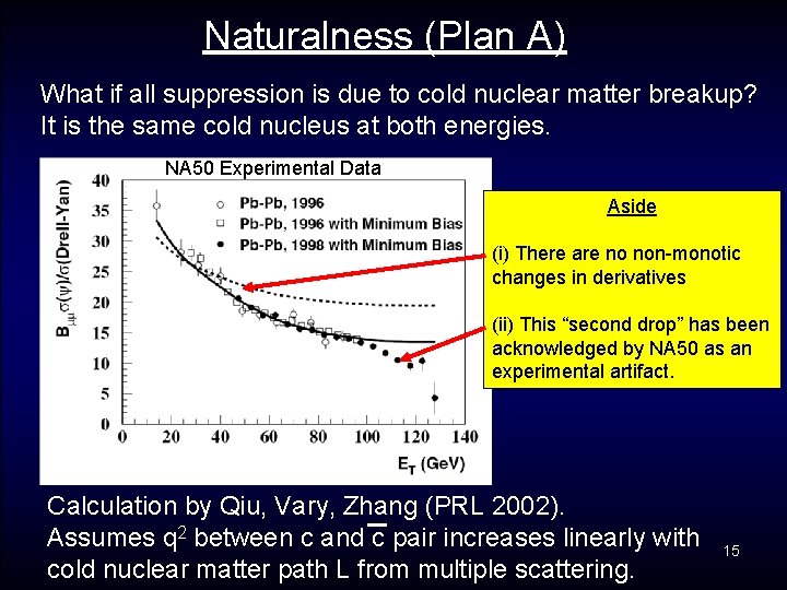 Naturalness (Plan A) What if all suppression is due to cold nuclear matter breakup?