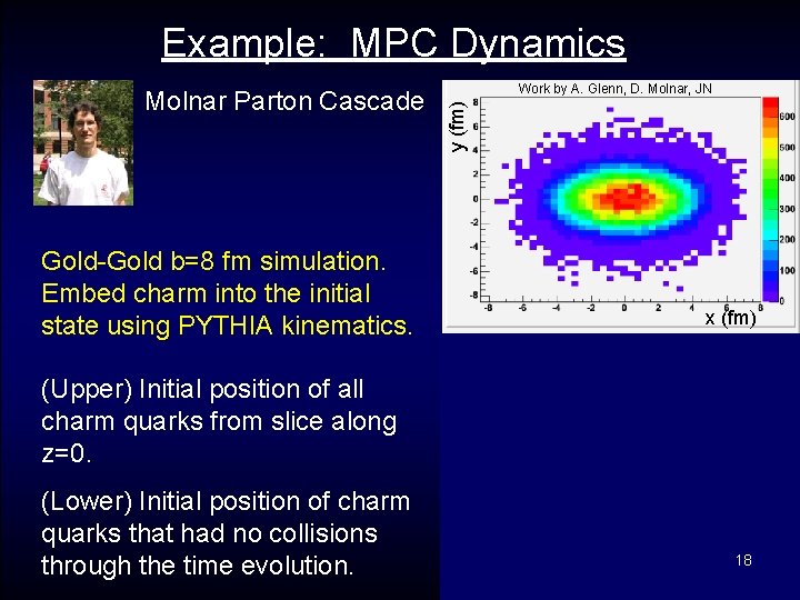 Example: MPC Dynamics y (fm) Molnar Parton Cascade Work by A. Glenn, D. Molnar,