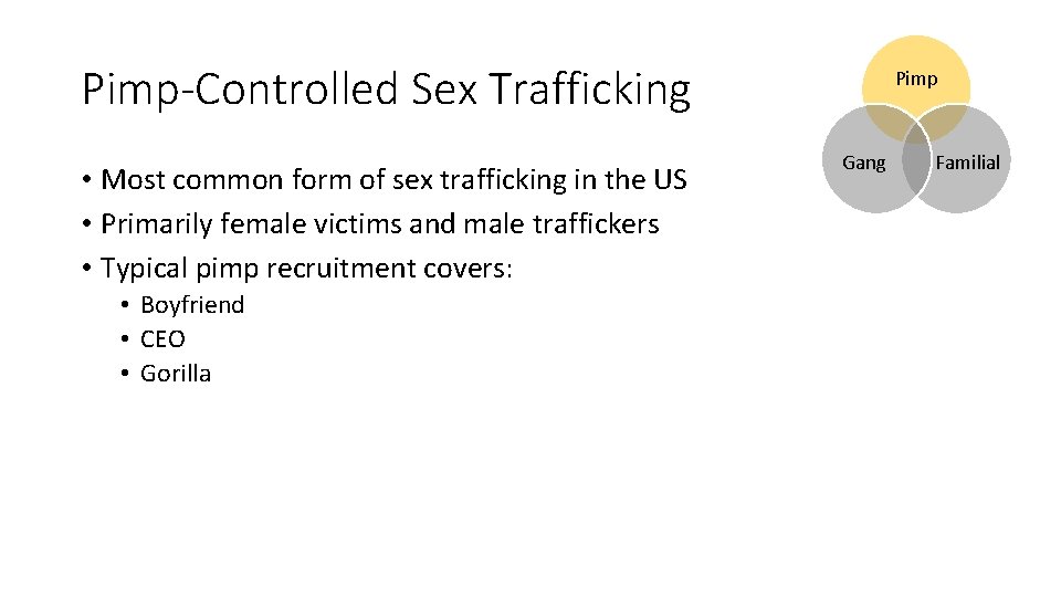 Pimp-Controlled Sex Trafficking • Most common form of sex trafficking in the US •