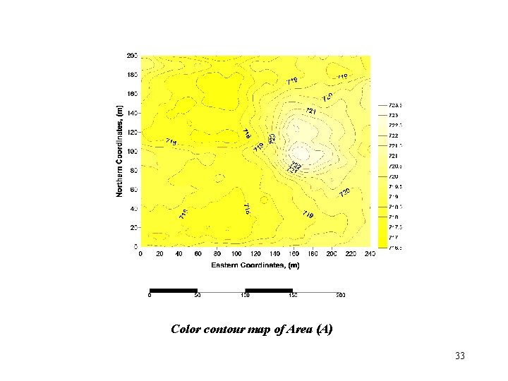 Color contour map of Area (A) 33 