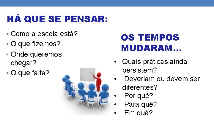 HÁ QUE SE PENSAR: • Como a escola está? • O que fizemos? •