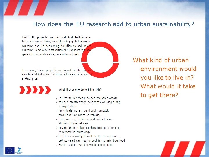 How does this EU research add to urban sustainability? What kind of urban environment