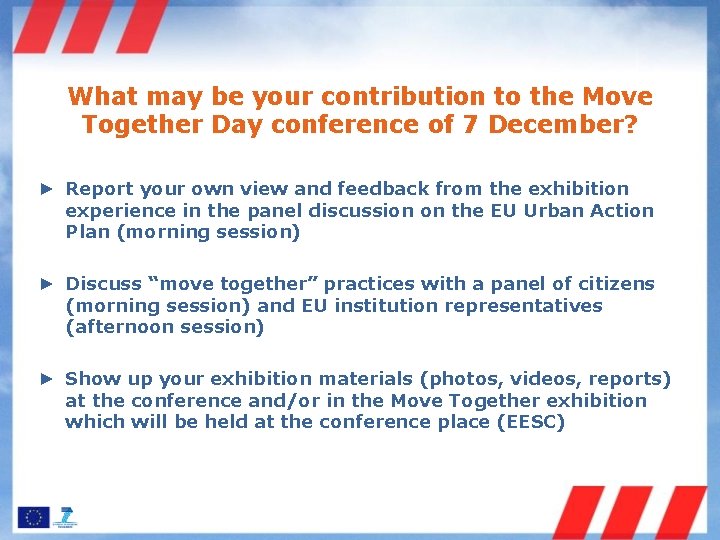 What may be your contribution to the Move Together Day conference of 7 December?